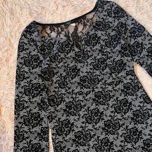 Black Lace Sheer Back Dark Academia Fairy Grunge Whimsygoth Fantasy Vamp Dress